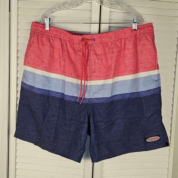 Vineyard Vines Other - Vineyard Vines Mens Deck Stripe Chappy Swim‎ Trunks Shorts Red White Blue 2XL